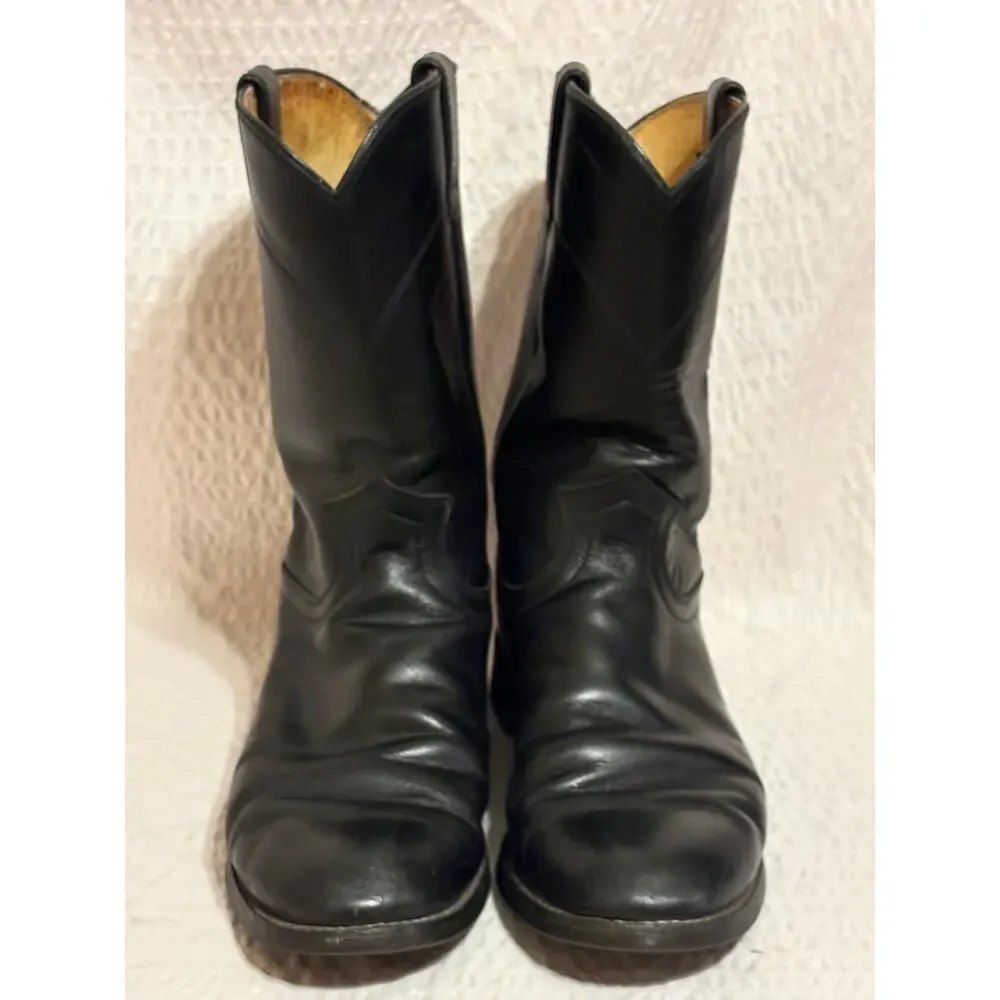 Justin 3133 Black Leather Ropers Men’s 8EE Vibram Sole Western Boots Mexico